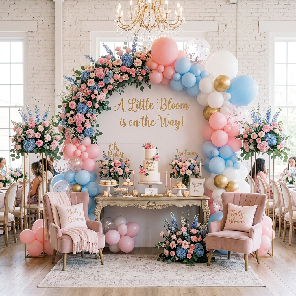 Pink-Blue Bloom Baby Shower